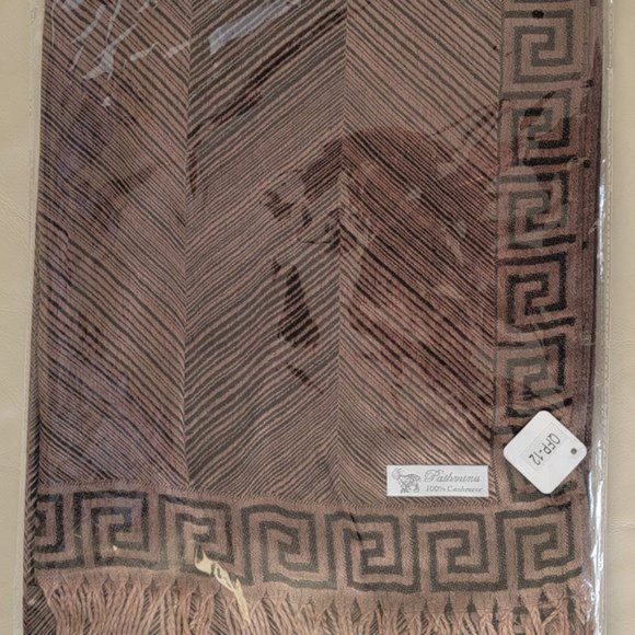 Greek Key Pashmina 100% Cashmere Women NEW - Picture 12 of 13